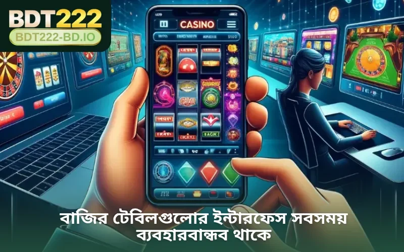 বাজির টেবিলগুলোর ইন্টারফেস সবসময় ব্যবহারবান্ধব থাকে