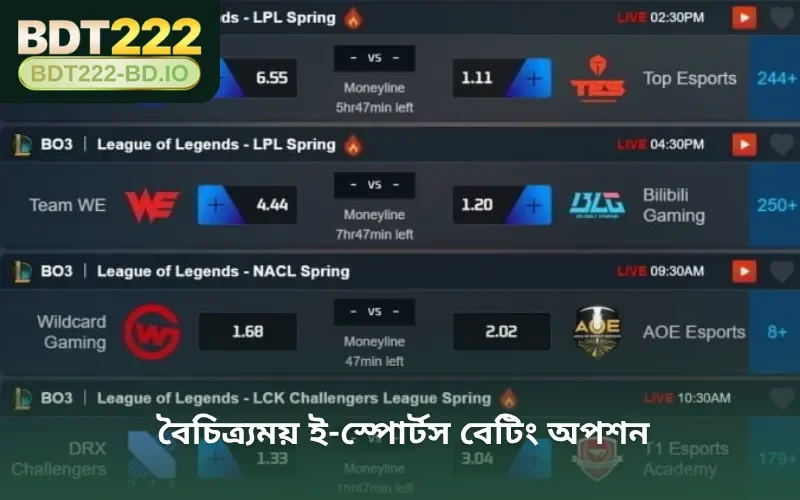 বৈচিত্র্যময় ই-স্পোর্টস বেটিং অপশন