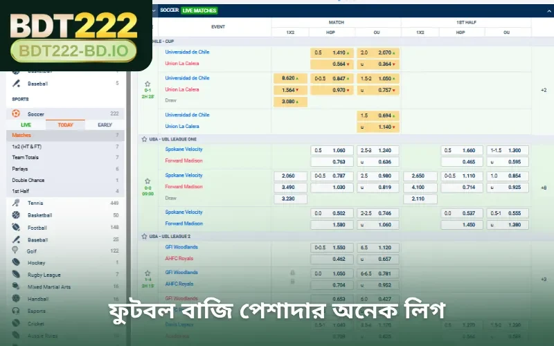 ফুটবল বাজি পেশাদার অনেক লিগ