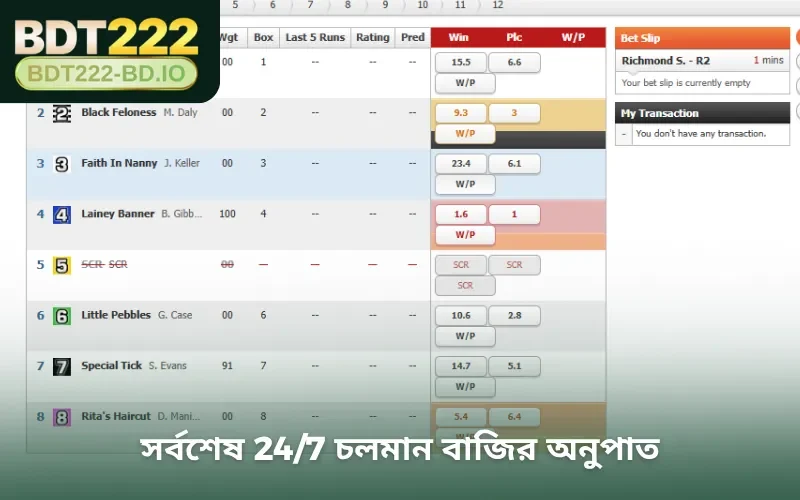 সর্বশেষ 24/7 চলমান বাজির অনুপাত