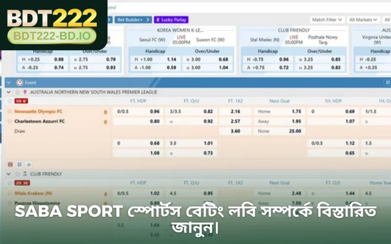 Saba Sport স্পোর্টস বেটিং লবি সম্পর্কে বিস্তারিত জানুন।